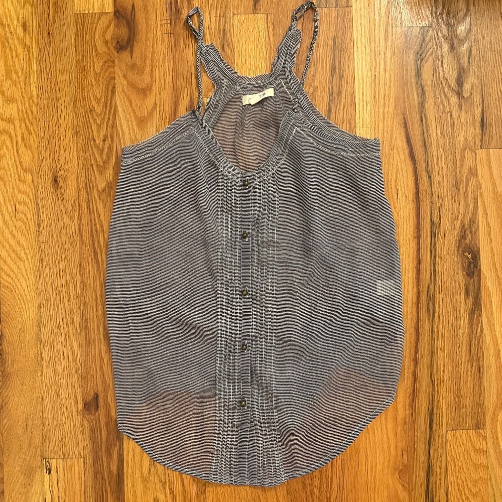 Vintage Y2K Aerie Striped Sheer Tank | Button Front | XS